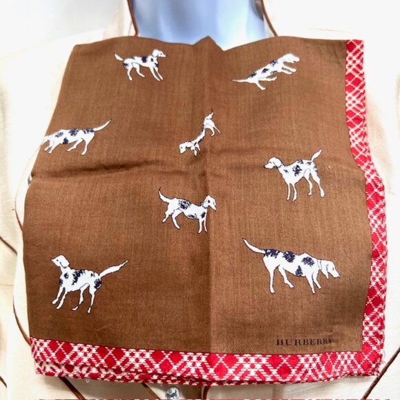 Unused-  DOGS Burberry Men-Women Miniscarf/Handkercotton 19" Dark Brown  Nova(85 - Picture 3 of 9